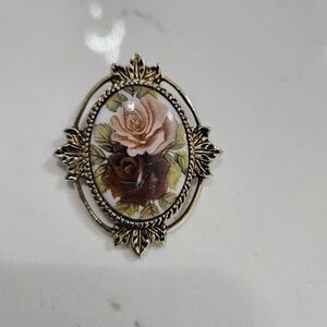 Vtg 70s Signed Sarah Coventry Victorian Blossom Rose Filigree Cameo Charms